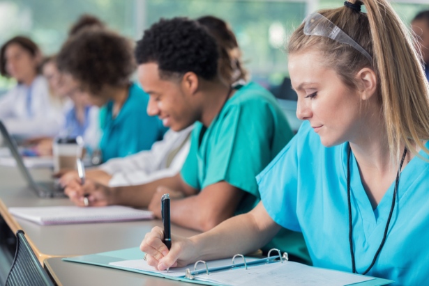 Nurses taking notes at The Calonial Oaks Skilled Nursing and Rehabilitation in Bossier City