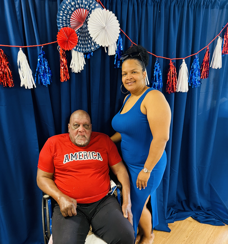 male patient with family on July 4th holiday