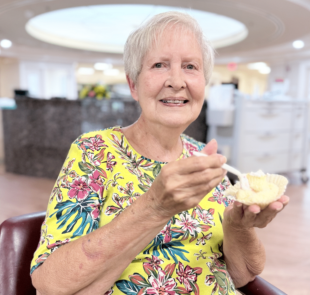 Resident enjoying a meal at Colonial Oaks Skilled Nursing in Bossier City, LA